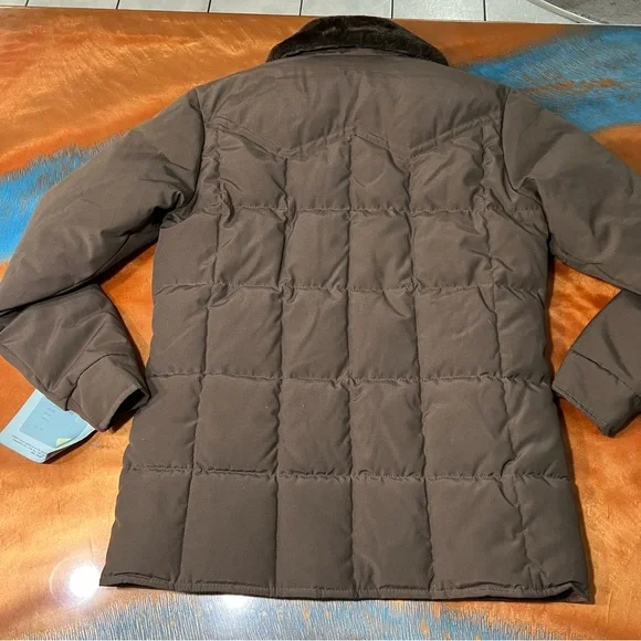 Vintage Comfy Down Brown Faux fur collar Winter Puffer Jacket small USA